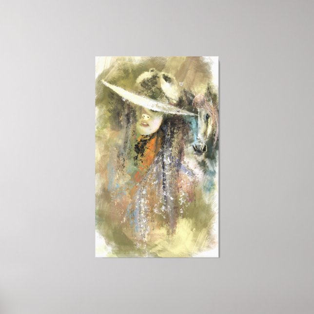 Woman and Horse Canvas Print - Painting (Front)