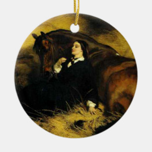 Woman and Horse Ceramic Tree Decoration