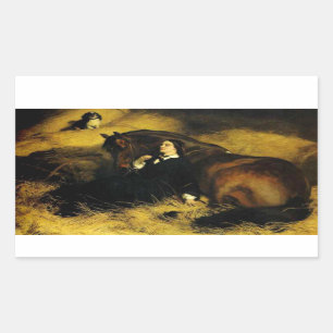 Woman and Horse Rectangular Sticker
