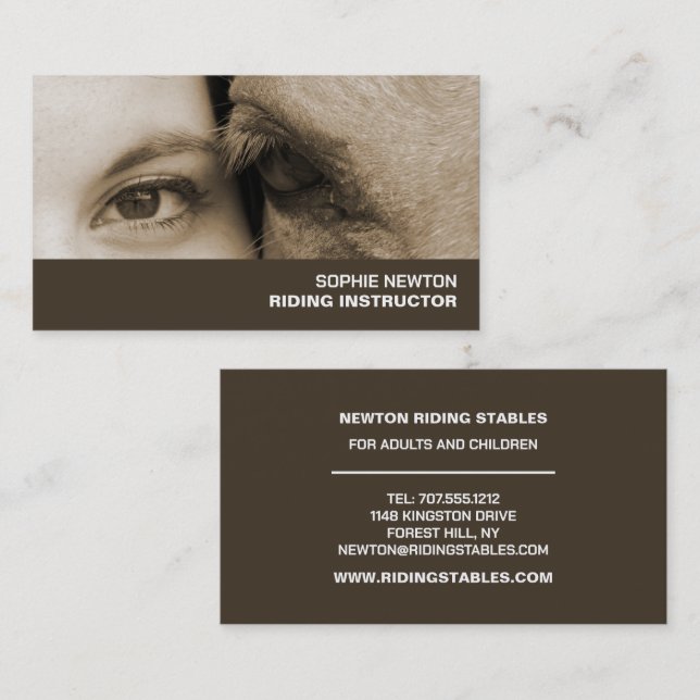 Woman and Horse, Riding Instructor, Academy Business Card (Front/Back)