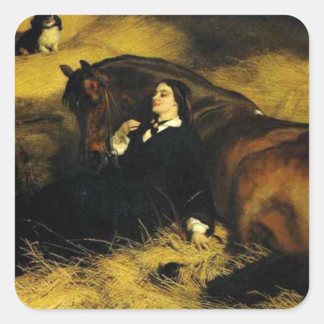 Woman and Horse Square Sticker (Front)