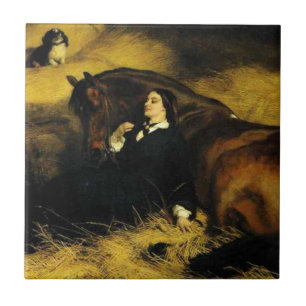 Woman and Horse Tile