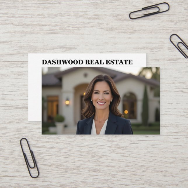 Woman and House Real Estate Business Card (Front/Back In Situ)
