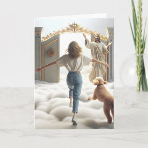 Woman and Labradoodle At Heaven's Gate Card