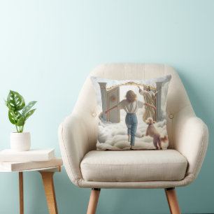 Woman and Labradoodle At Heaven's Gate Cushion