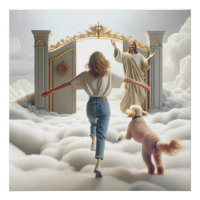 Woman and Labradoodle Entering Heaven's Gate