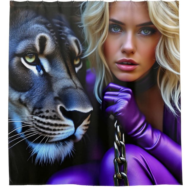 Woman and Lion Shower Curtain (Front)