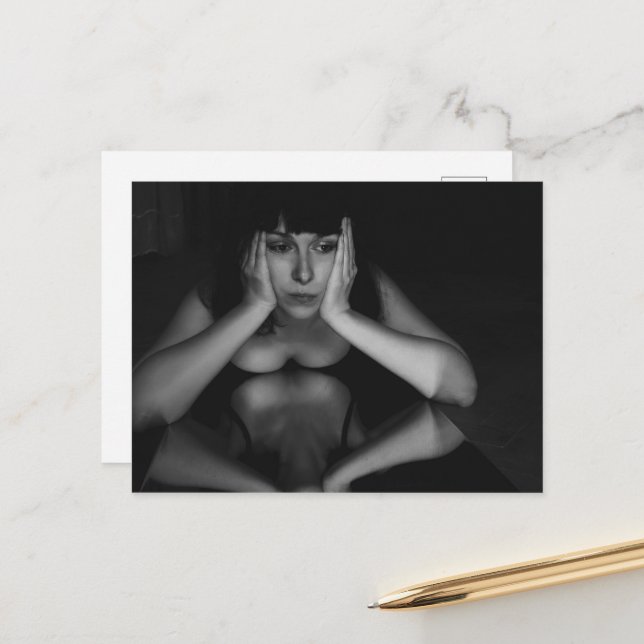 Woman and mirror postcard (Front/Back In Situ)