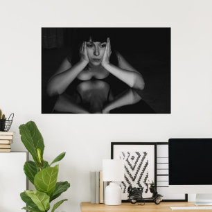 Woman and mirror poster