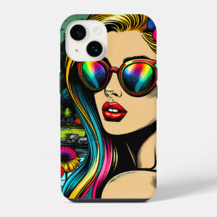 Woman and Parrot in the Park Pop Art iPhone 14 Case