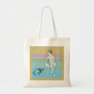 Woman and Pig Tote Bag