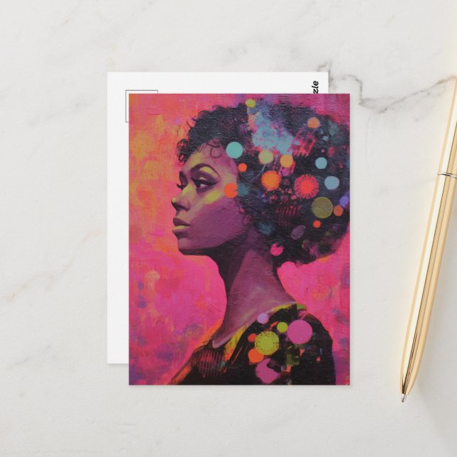 Woman and Polka Dots Postcard (Front/Back In Situ)