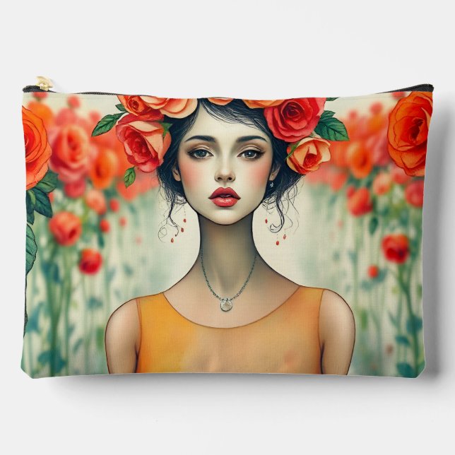 Woman and Roses Accessory Pouch (Front)