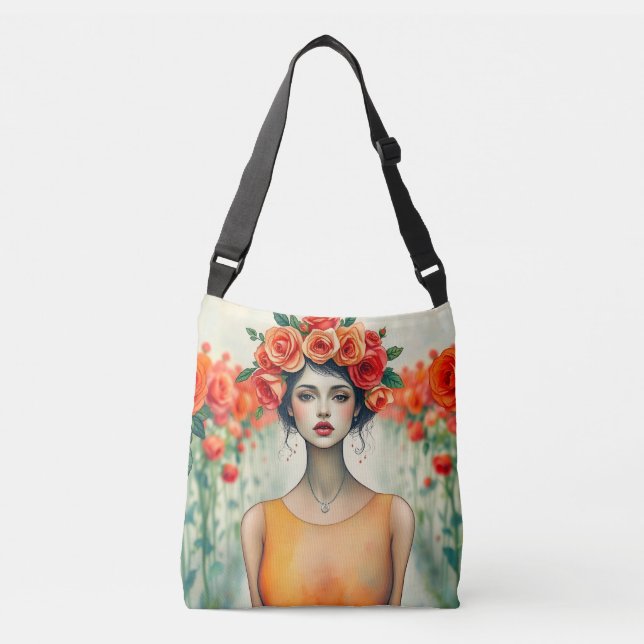 Woman and Roses Crossbody Bag (Front)