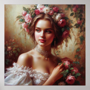 Woman and Roses Poster