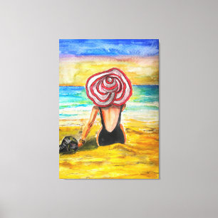 Woman and Sea Canvas Print - Painting Art