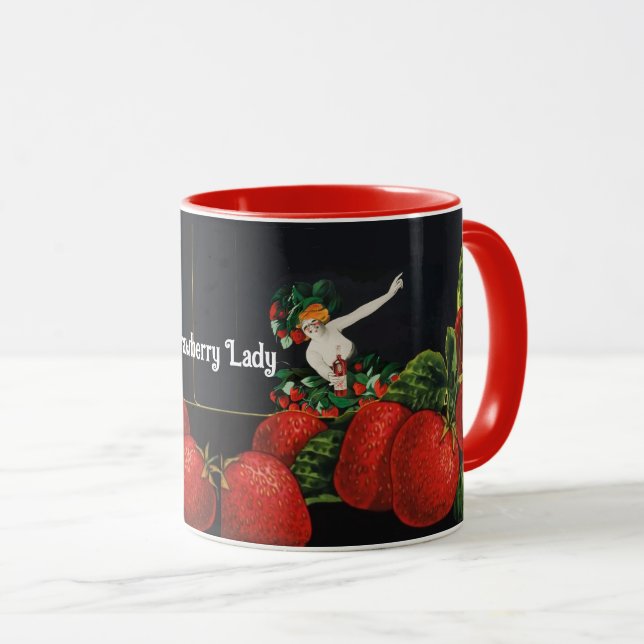 WOMAN AND STRAWBERRIES Art Nouveau Strawberry Lady Mug (Front Right)