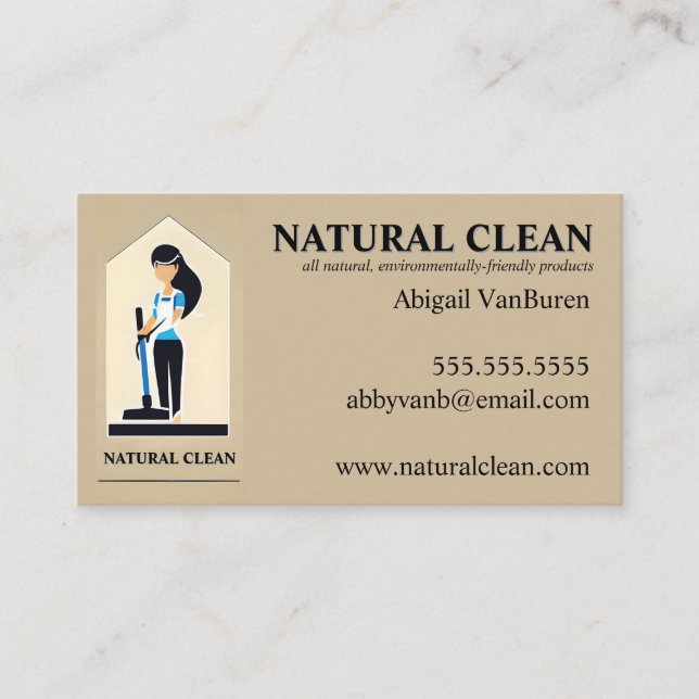 Woman and Vacuum  Business Card (Front)