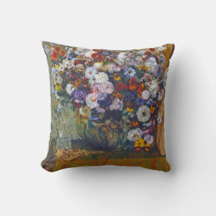 Woman and Vase of Flowers, Edgar Degas Cushion