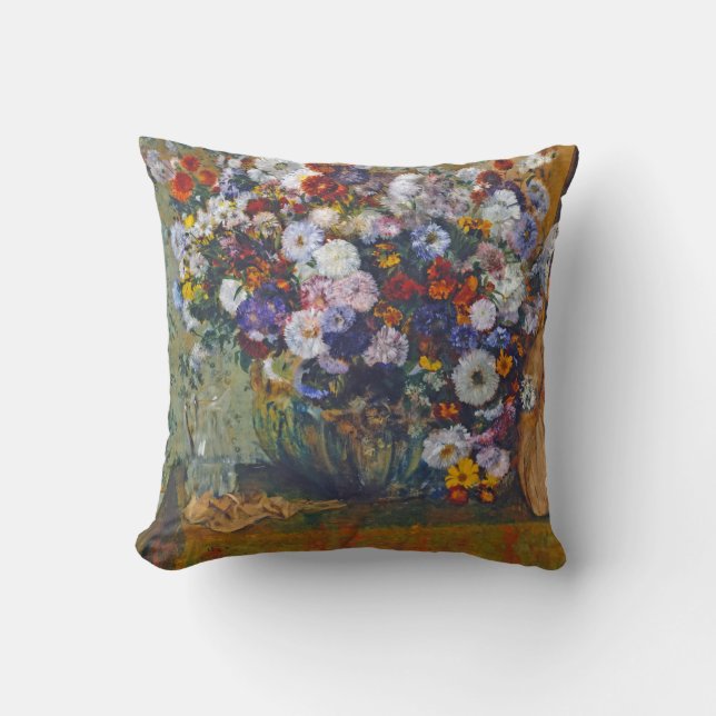Woman and Vase of Flowers, Edgar Degas Cushion (Front)