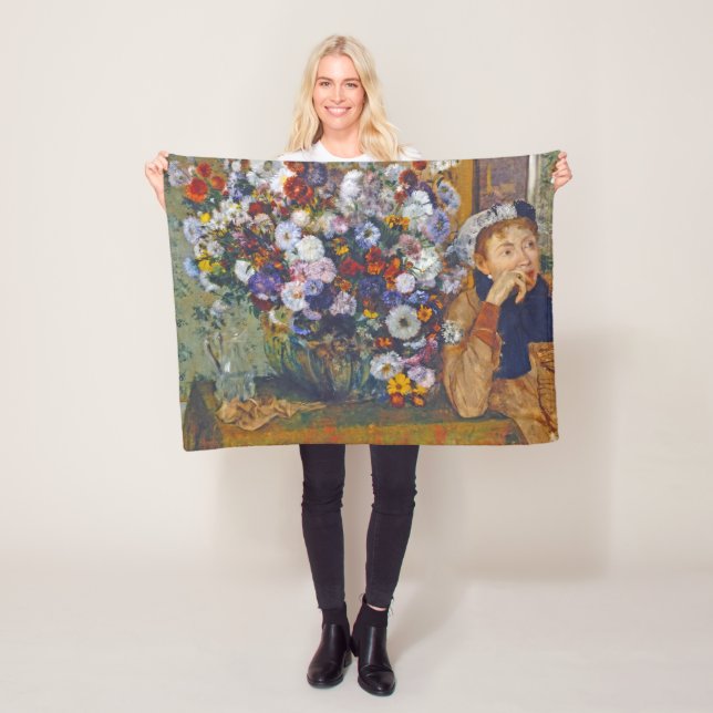 Woman and Vase of Flowers, Edgar Degas Fleece Blanket (In Situ)