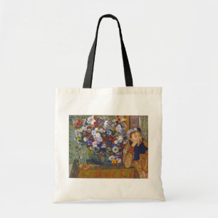 Woman and Vase of Flowers, Edgar Degas Tote Bag