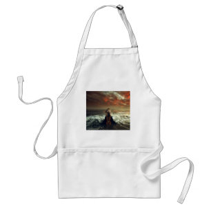 Woman and Violin in the Ocean Zazzle HEART Apron