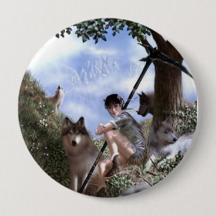 Woman and Wolves Button