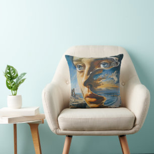 Woman and World Surrealism Cushion