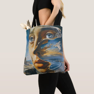 Woman and World Surrealism Tote Bag