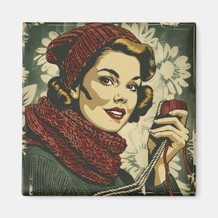 Woman and Yarn Vintage Magnet