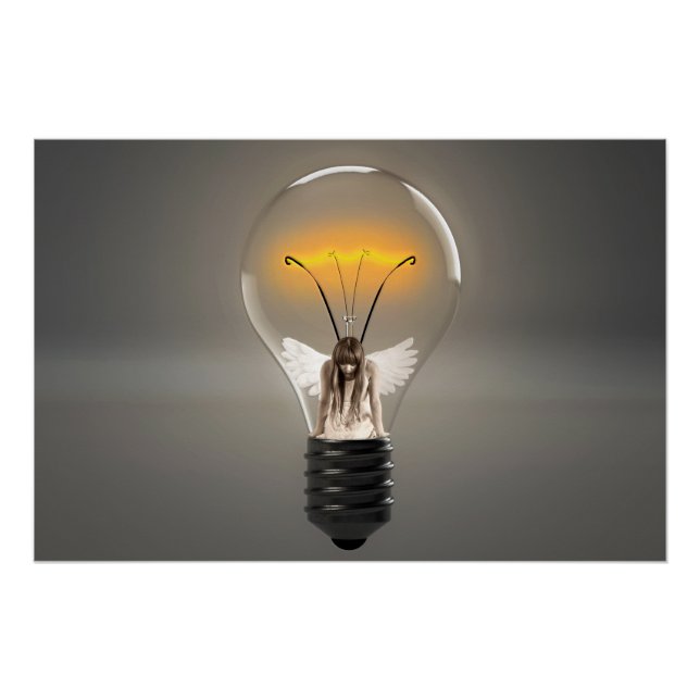Woman Angel in Lightbulb Poster (Front)