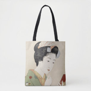Woman Applying Rouge by Hashiguchi Goyo Tote Bag