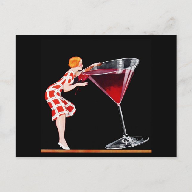 Woman Art Deco Cocktail Retro Vintage Style Postcard (Front)