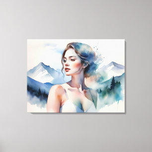Woman art double exposure canvas print