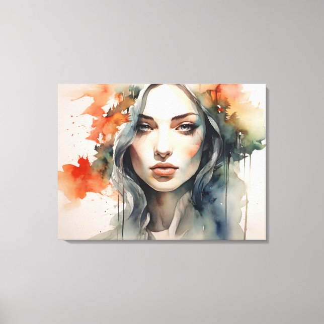 Woman art double exposure canvas print (Front)