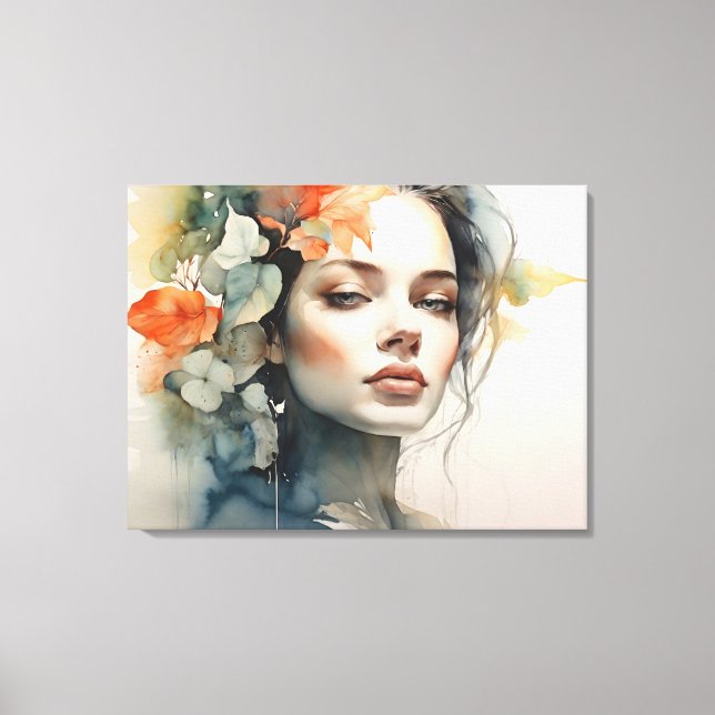 Woman art double exposure canvas print (Front)