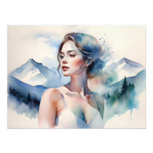 Woman art double exposure photo print