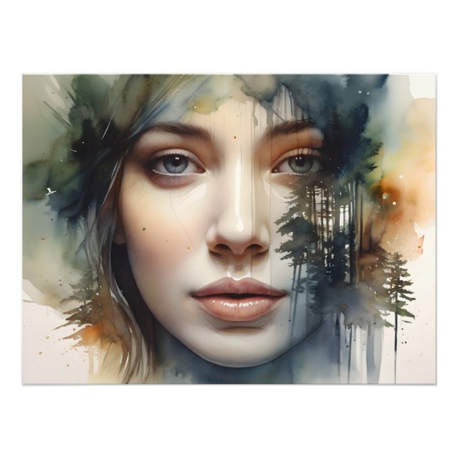 Woman art double exposure photo print (Front)