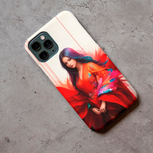 Woman Asian kimono brunette decor modern art Case-Mate iPhone Case (Creator Uploaded)