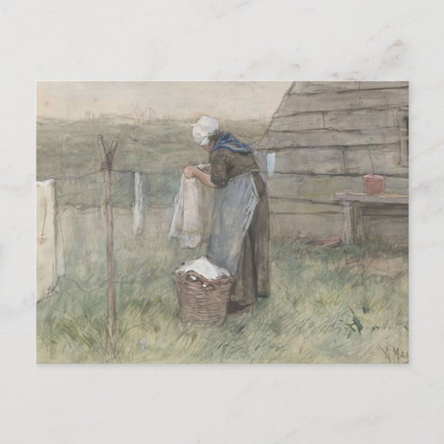 Woman at a Clothesline by Anton Mauve Postcard (Front)
