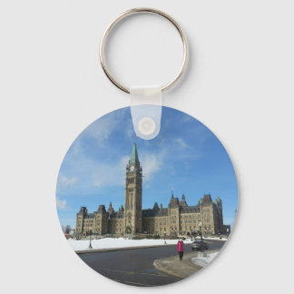 Woman at Canadian Parliament in Ottawa Key Ring