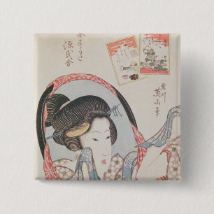 Woman at her Mirror, published c.1830 15 Cm Square Badge