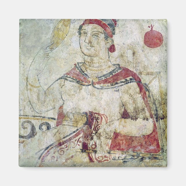 Woman at her toilet, detail from a funerary magnet (Front)