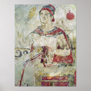 Woman at her toilet, detail from a funerary poster