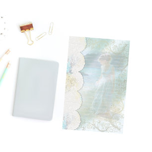 Woman at Lake Faux Lace Lined Stationery