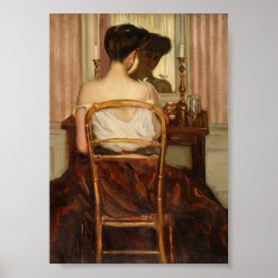 Woman at Mirror, Vintage Portrait Poster