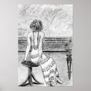 Woman at piano poster