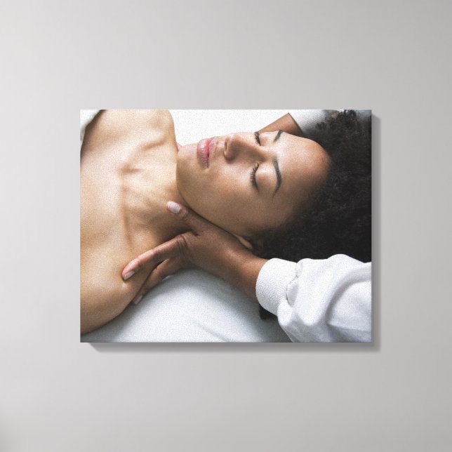 Woman at spa canvas print (Front)