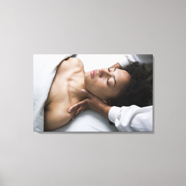 Woman at spa canvas print (Front)
